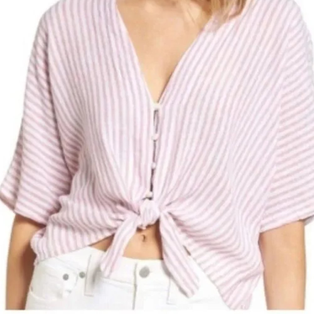 Rails pink striped crop top L